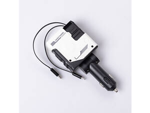 Автомобильное зарядное устройство MECHA с выдвижными кабелями и портами USB/Type-C Белый