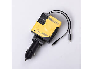 Автомобильное зарядное устройство MECHA с выдвижными кабелями и портами USB/Type-C Желтый