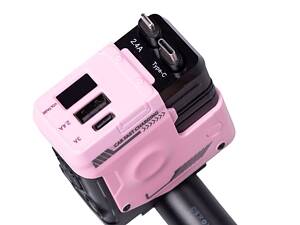 Автомобільний зарядний пристрій MECHA з висувними кабелями та портами USB/Type-C Рожевий HP-A1P