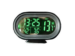 Автомобильные часы с термометром и вольтметром VST-7009V внешний и внутренний датчик Black (3_01980)