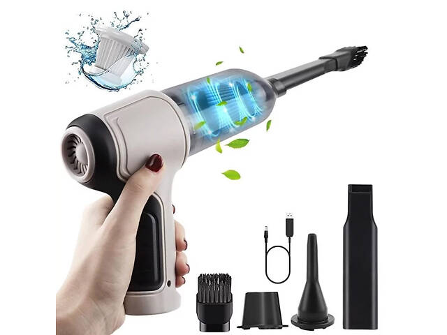 Автомобильный аккумуляторный пылесос Vacuum Cleaner HL-107 с насадками - Фото 1