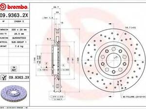 Автозапчасть BREMBO 0993632X на ALFA ROMEO GIULIETTA (940)