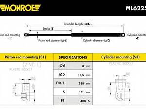 Автозапчасти MONROE ML6225 на AUDI A4 седан (8K2, B8)