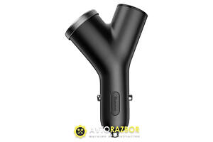 АЗП Baseus Y type dual USB+cigarette lighter extended car charger 3.1 A Black