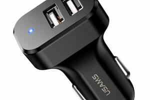 ОЗУ Usams US-CC087 C13 2.1A Dual USB Car Charger Black