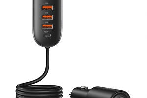 ОЗУ Usams US-CC161Car Charger 3USB + Type-C 156W With Cigarette Lighter Black