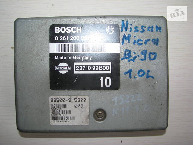 Б/у блок управления двигателем Nissan Micra K11 1.0i 16кл GC10DE 1992-1996, 23710-99B00, BOSCH 02612 -арт№15222-