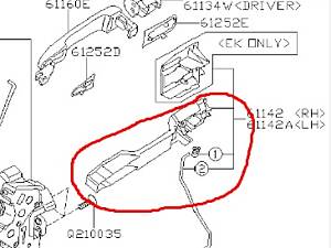 Б/У Кронштейн ручки дверной передний левый Subaru Tribeca 61142XA01A