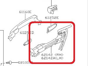 Б/У Кронштейн ручки дверной задний левый Subaru Outback 62142AJ010