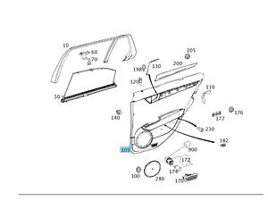 Б/У Mercedes-Benz A2047304262 9D88 Внутренняя ручка - подлокотник черный задней левой двери C-Class W204 C-Class Estat