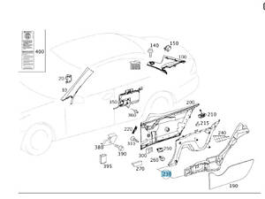 Б/У Mercedes-Benz A2096908025 9D11 Нижняя правая боковая обшивка пространства заднего пассажира цвет 'антрацит' CLK Co