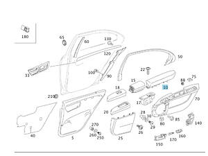 Б/У Mercedes-Benz A2217300194 7J17 Серый кожаный подлокотник задней левой двери S-class short W221