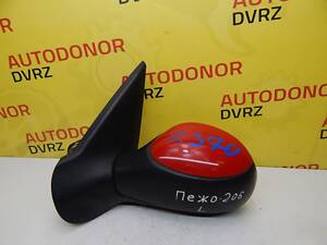 Б/в Дзеркало бічне ліве 7 контактів червоне з чорним на Peugeot 206 1998-2003