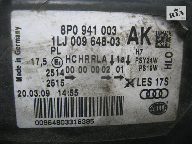 Б/в Фара основна ліва на Audi A3 2009-2013 - Фото 4