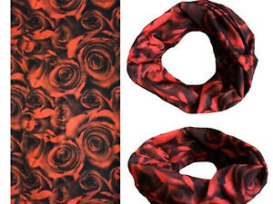 Баф бандана-трансформер, шарф з мікрофібри, 20 троянд.