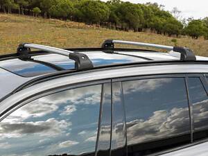 Багажник на крышу Hyundai Santa Fe 2013- серый на интегрированные рейлинги Erkul