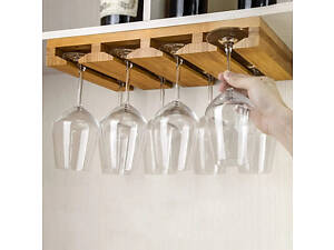 Бамбукова полиця для келихів, підвісний органайзер для келихів(до 8шт), розміром 46x25x5см