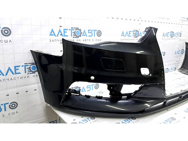 Бампер передний голый Audi A3 8V 15-16 под парктроники, черный, царапины, треснут - Фото 3