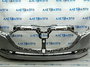 Бампер передний голый Mazda 3 19-24 4d белый, крашен, примятости, царапины, сломаны крепления