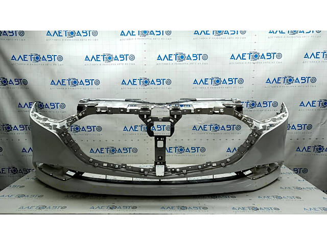 Бампер передний голый Mazda 3 19-24 4d белый, крашен, примятости, царапины, сломаны крепления - Фото 1