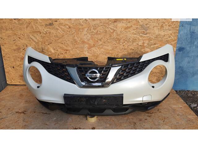 Бампер передний в сборе nissan juke (нисан жук) f15 белый с омывателями 2014-2019 - Фото 1