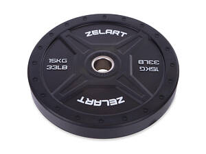 Бамперные диски для кроссфита Zelart TA-2258-15 15кг Черный
