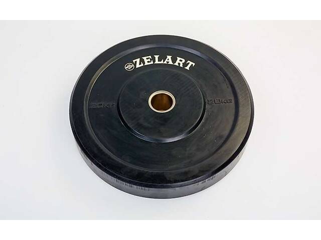 Бамперные диски для кроссфита Zelart Z-TOP ТА-5125-20 20кг Черный - Фото 1
