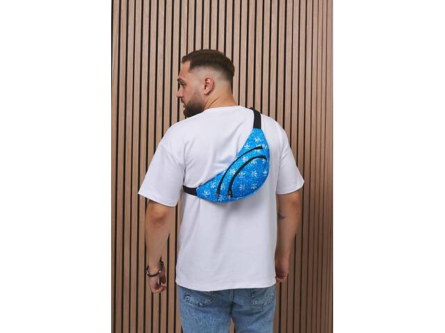 Бананка Adidas светло-синяя, белые логотипы. - Фото 4