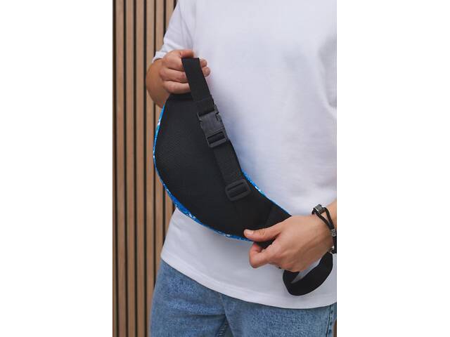 Бананка Adidas светло-синяя, белые логотипы. - Фото 5