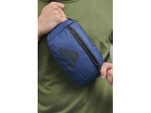 Бананка Adidas синя, чорний логотип.