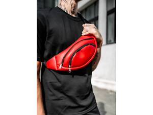 Бананка из кожзама красная унисекс без логотипа