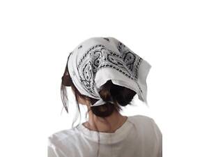 Бандана класична біла хустка пов'язка на голову шию бавовна