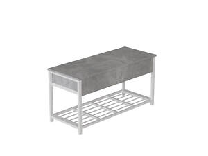 Банкетка с ящиком Ferrum-decor Дрейк 2 550x1200x400 металл Белый ДСП Бетон 16 мм (DRE0035)