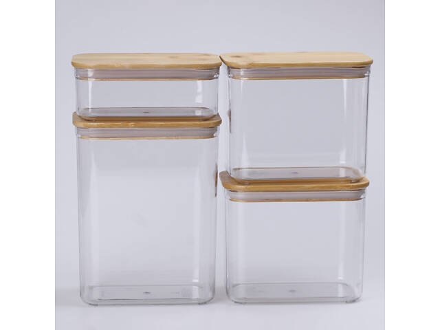 Банки для сипучих продуктів набір з 4 шт скляні ємності для зберігання з кришкою - Фото 1