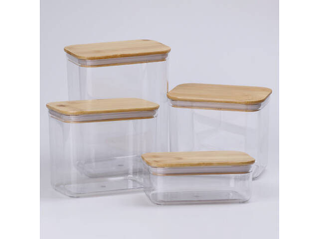 Банки для сипучих продуктів набір з 4 шт скляні ємності для зберігання з кришкою - Фото 2