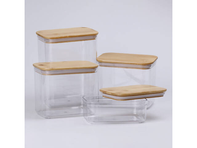 Банки для сипучих продуктів набір з 4 шт скляні ємності для зберігання з кришкою - Фото 3