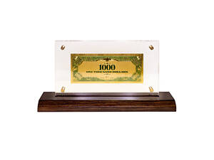 Банкнота на дерев'яній підставці 1000 USD (долар) США 28х14 см 1600074 сувенір