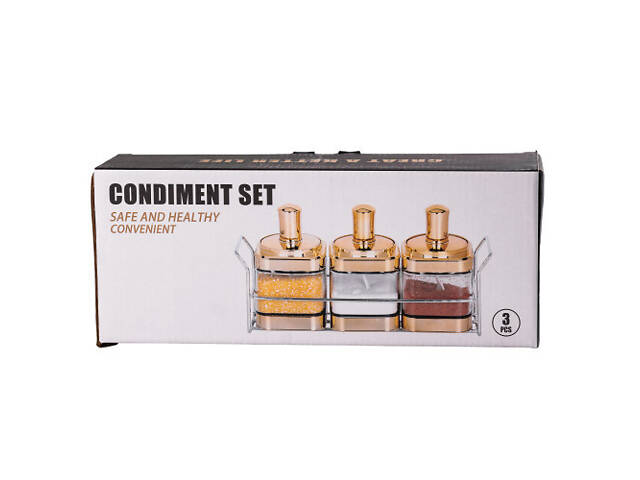 Банки для сыпучих продуктов набор из 3 шт стеклянные емкости для хранения с ложкой на металической подставке - Фото 4