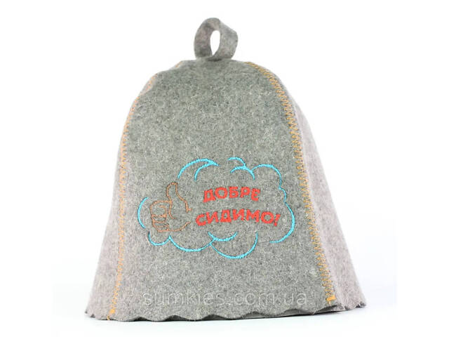 Лазнева шапка Luxyart 'Добре сидімо' натуральна повсть сірий (LA-572) - Фото 1