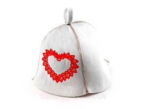 Банная шапка Luxyart 'Сердце ажур', искусственный фетр, белый (LA-474)