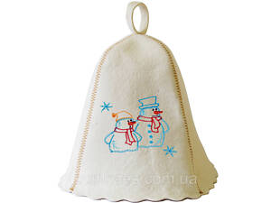 Банная шапка Luxyart 'Снеговики', натуральный войлок, белая (LA-488)