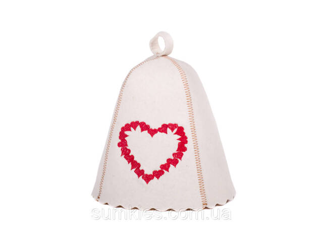 Банна шапка Luxyart 'Сплетення сердець', натуральна повсть, білий (LA-457) - Фото 1