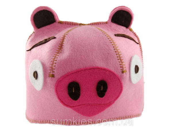 Лазнева шапка Luxyart 'Свинка' штучний фетр рожевий (LC-421) - Фото 1