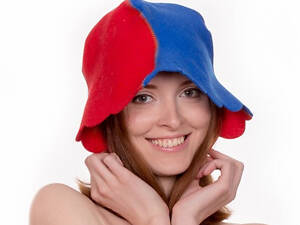 Банная шапка Luxyart Волна Красный с синим (LA-082)