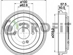 Барабан гальмівний PROFIT 50200039 на KIA RIO II (JB)