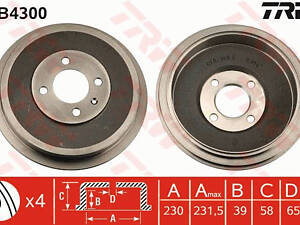 Барабан гальмівний, SEAT Inca, VW Caddy II, 1.4-1.9, 95-04