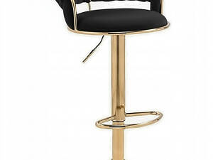 Барний стілець гламурний IMPERIA чорний велюр (на золотій ніжці)