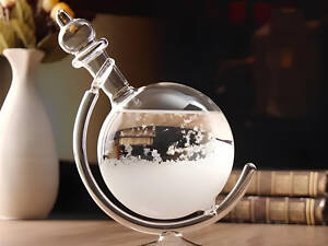 Барометр Штормгласс RESTEQ глобус большой, капля Storm glass на стеклянной подставке