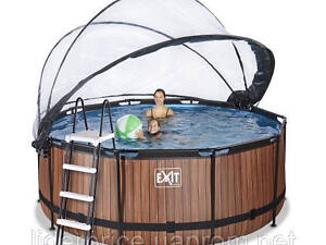 Басейн каркасний із куполом EXIT дерево 360х122 см, пісочний фільтр, оригінал!!