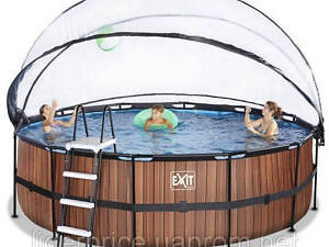 Басейн каркасний з куполом EXIT дерево 450х122 см, пісочний фільтр+тепловий насос